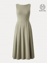 OGL Boatneck Bamboo Ponte Bra Midi Dress with Pockets – Artichoke Green