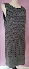 WALLIS black/silver metallic sleeveless shift dress, UK 16, lined, stretch BNWT