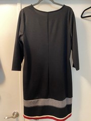 INC 3/4 Sleeve Sheath Dress Color-blocked design Black Red White XL