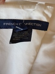 French Connection White Satin Wrap Mini Dress Sz 0 V-Neck Bow Zip Straps
