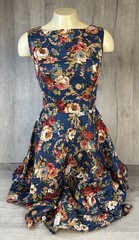 Miss Lulo Floral Dress Summer Lite Weight 50s Retro Style Sleeveless Women’s S
