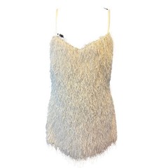 NWT M Zara FW24 White Metallic Fringe Mini Dress 9207/965 Party Date Night