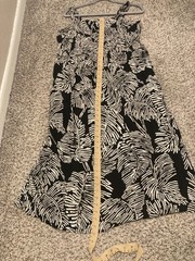 Women&rsquo;s A.U.W. Leaf Pattern Black and White Dress Sleeveless Size 2x Rayon/Linen