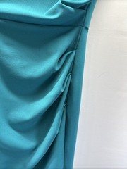 Miusol Women&rsquo;s Dress Size Medium Teal Blue Sleeveless Ruched Flattering Zipper