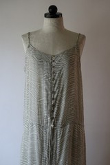 Pineapples Tan White Animal Print Buttoned Long Maxi Strappy Sundress Women M