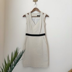 Piazza Sempione Neutral Micro Dot Tailored Sheath Dress Sz 38 US 2 Old Money