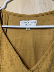 Madewell Texture & Thread Puff Sleeve Dress Women&rsquo;s XS Mustard Yellow V-Neck