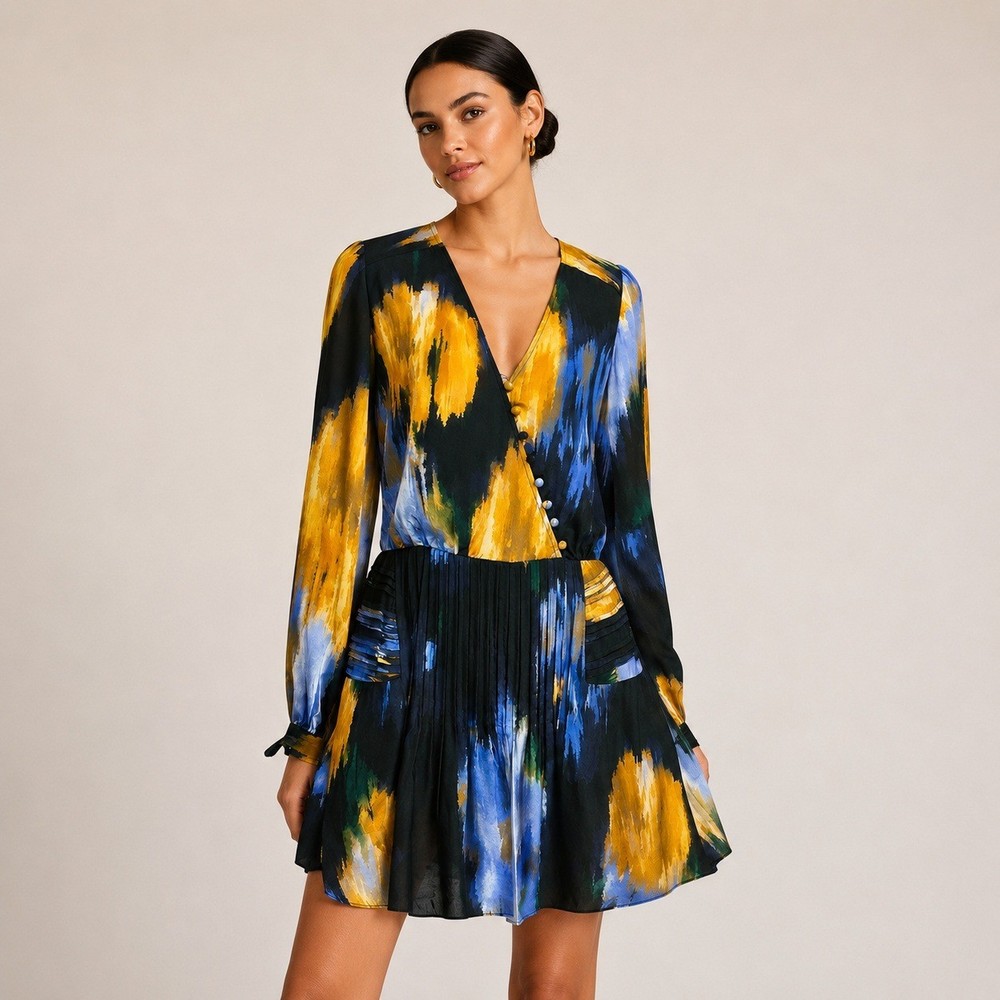 Marie Oliver Vera Silk Mini Dress Floral Pleated Perigold Spring Wedding Guest