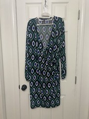 Jones New York Size 2x “Peacock Feather” Dress, Slight Stretch