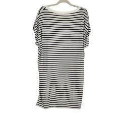 Ellison Womens Black White Striped Short Sleeve Rolled Cuff T-Shirt Dress Size L