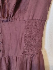 Blush & Day NWT Women&rsquo;s Smocked Maxi Dress Purple Brown Front Slit Size M