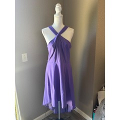 Dress Tells Purple High-Low Halter Neck Fit and Flare Party Dress XL Sleeveless