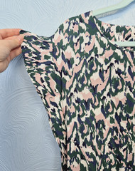 Whistles Dress Size 14 Sheath Abstract Sample Teacher Green Pink Black Casual