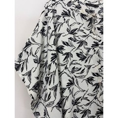 Doe & Rae Oversized Small Midi Caftan Dress White Black Floral Button Front