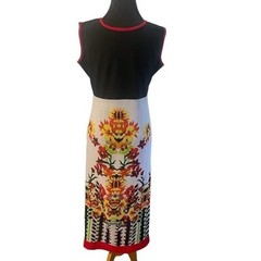 Artistic Multicolor Custom Jeweled Floral Women&rsquo;s Orchids Side Slits Dress