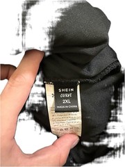 SHEIN Curve Black Solid Square Neck Spaghetti Strap Faux Fur Lace Up Mini 2XL
