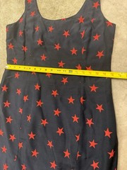 Finity Studio Sleeveless Mini Dress Navy W/Red Star Print Size 14