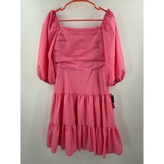 Taylor Dress Women&rsquo;s Size 12 NWT Solid Pink Carnation Tiered 3/4 Puff Sleeve