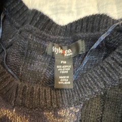 Style & co Petites P/M Black Gray Knit T-Shirt Dress Scoop Neck Pleated