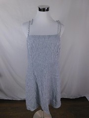 Old Navy Dress Womens Large Blue White Stripe Square Neck Sundress Tie Strap