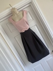 EXQUISITE PHASE EIGHT SIZE 10 USA 6 SOFT BLUSH & BLACK FIT &FLARE PARTY DRESS