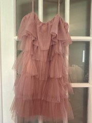 More To Come Pink Mesh Ruffle Short Dress Strappy Sleeveless Size M