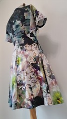 COAST – Purple Floral Patterned Structured Cotton Fit & Flare Dress – Size 10