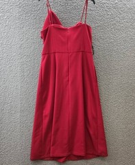 Anne Klein Bow-Front MIDI Dress Women&rsquo;s 6 Titian Red Side Pockets Zip Closure