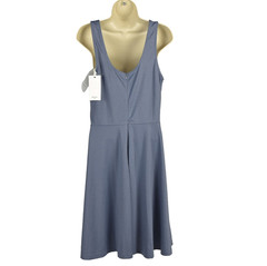 Grace Karin Deep V-Neck Illusion Neckline Blue Fit Flare Dress Size L {NWT}
