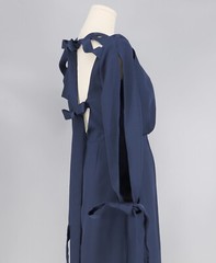 KEEPSAKE THE LABEL Asymmetrical Bow Slit Long-Sleeve Navy Mini Dress Size XS