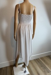 Peaceful People White Spaghetti Strap Smocked Sarong Swimsuit Cover Dress Size S