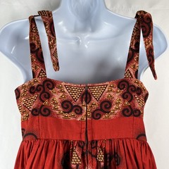 Vtg Tropical Maxi Dress Womens M Red Head Scarf Tribal Aruba *Read Measurements*