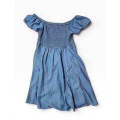 Torrid Chambray Smocked Off Shoulder Dress Women’s Size 00 Blue Lyocell Sz 10