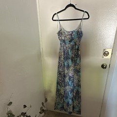 a.n.a 100% Polyester Floral Maxi Dress V-Neck Strappy Sleeveless Multicolor M