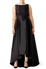 Adrianna Papell mikado hi low sleeveless special occasion long Dress Black