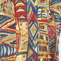 Vintage Adini Abstract Geometric Rayon Midi Dress Made India L Colorful 90s