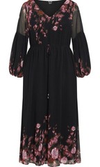 City Chic Womens Romance Border Maxi Dress Size 22 Black