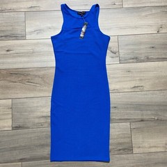 ABSOLUTELY LOVE IT Small Cutout Fitted Dress Royal Blue Textured Stretchy