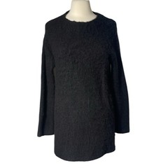 Reformation Loki BLACK Mini Boucle Sweater Dress SZ M