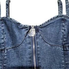 Juicy Couture Denim Dress Womens Size Medium High Waist Blue Zip Up