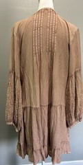Solitaire Boho Mini Dress Embroidered Sleeve Soft Tiered Flowy Festival Western
