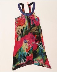 VINTAGE Womens Abstract Pattern Halter Dress UK 10 Small Multicoloured DX03
