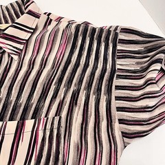 Presley Skye 100% Silk Dress Women S Long Sleeves Belted Pocket Stripes NO BELT