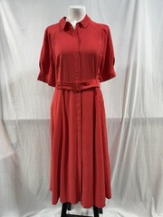 NWT LOFT Classic Button Front Dress Size 14 with Belt & Pockets