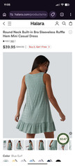 Round Neck Built-in Bra Sleeveless Ruffle Hem Mini Casual Dress *1