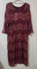 Isabel Hayley Timeless trends Dress Size 2X Nylon Polyester Bell Sleeve Red Gold
