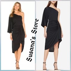 BCBG MAXAZRIA SIZE XXS MALENA ONE-SHOULDER RUCHING ASYMMETRIC DRESS
