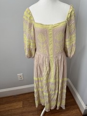 Strut and Bolt Cream and Neon Yellow Print Dress midi Size Medium
