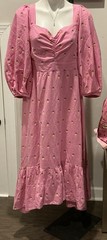 Farm Rio NWT Pink Pineapple Print Sweetheart Smocked Puff Long Sleeve Cotton XL