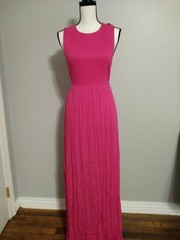 GB Pink Open Sides Zip Sleeveless Sheer Lined Stretch Long NWT Maxi Dress Small
